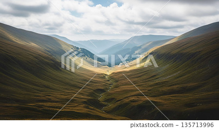 Mountain Valley with Cloud Shadows 135713996