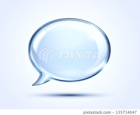 透明玻璃狀對話氣泡資訊圖示的 3D 插圖 透明玻璃狀對話氣泡資訊圖示的 3D 插圖 135714047