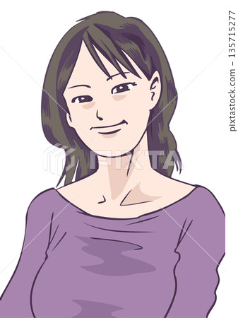 一位家庭主婦望著這邊,面帶微笑。 一位家庭主婦望著這邊,面帶微笑。 135715277