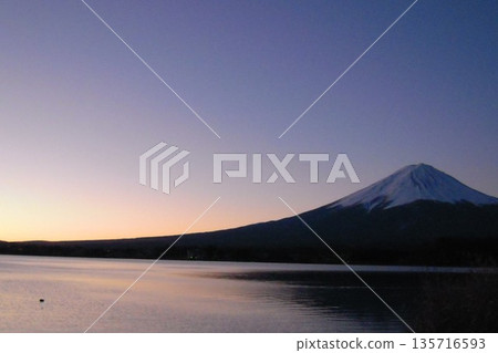 Mount Fuji before dawn from Lake Kawaguchi 135716593