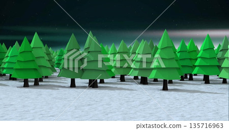 Image of winter landscape over light trails Image of winter landscape over light trails 135716963