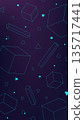 Cyberpunk abstract background with neon blue 3d geometric cubes and pyramids floating in a deep purple digital void for futuristic high tech wallpaper and modern corporate design projects 135717441