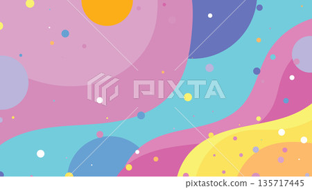 vibrant abstract pastel background with fluid waves and colorful polka dots for creative wallpaper and modern graphic design 135717445