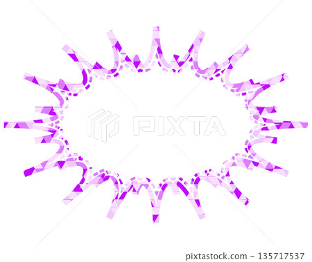 彩色玻璃風格的對話泡泡，三角形圖案，細長的鋸齒狀 135717537