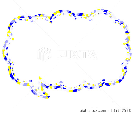 彩色玻璃風格的對話泡泡,三角形圖案,細長的雲形 彩色玻璃風格的對話泡泡,三角形圖案,細長的雲形 135717538