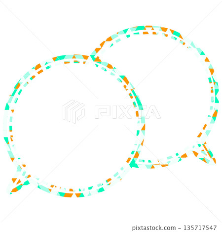 彩色玻璃風格的對話泡泡，三角形圖案，重疊對話 135717547