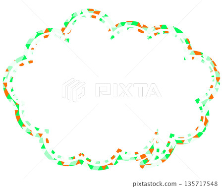 彩色玻璃風格的對話泡泡，三角形圖案，圓形雲形 135717548