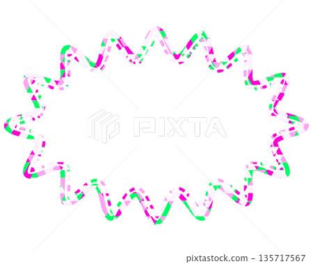 Stained glass style speech bubble, triangular pattern, elongated rounded jagged shape Stained glass style speech bubble, triangular pattern, elongated rounded jagged shape 135717567