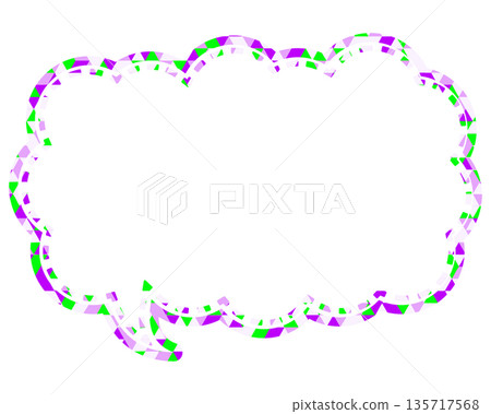 Stained glass style speech bubble, triangular pattern, elongated cloud shape Stained glass style speech bubble, triangular pattern, elongated cloud shape 135717568