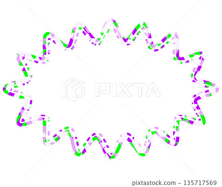 Stained glass style speech bubble, triangular pattern, elongated rounded jagged shape 135717569