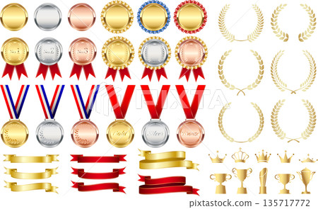 金、銀、銅獎牌套裝，含頸掛獎牌及月桂花環 135717772