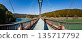 Winter panorama of the Bridge of Dreams at Funaaki Dam Lake, Hamamatsu City, Shizuoka Prefecture 135717792