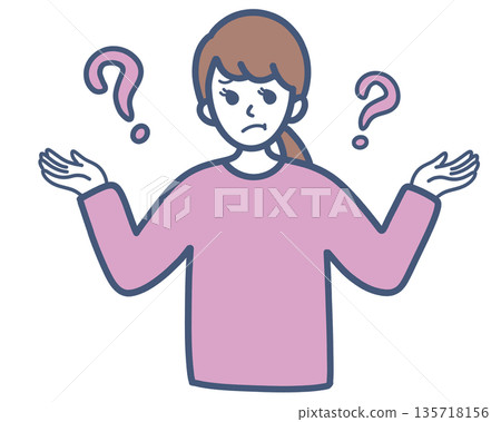 有疑惑的女人插畫素材 有疑惑的女人插畫素材 135718156