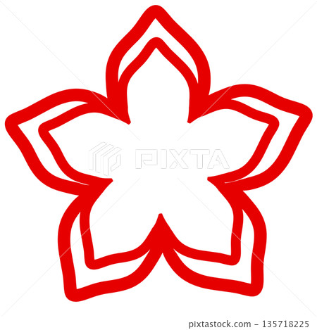 Red five-petal flower frame 135718225