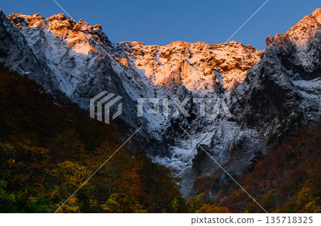 Morning glow (Morgenrot) of Mt. Tanigawa seen from Ichinokurazawa 135718325