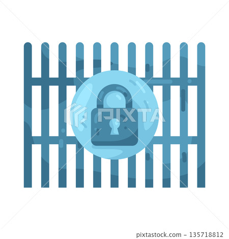 Illustration of locked fence Illustration of locked fence 135718812