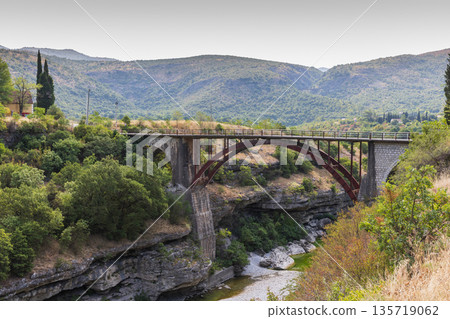 A picturesque Moraca bridge in Montenegro A picturesque Moraca bridge in Montenegro 135719062