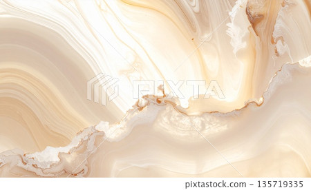 化妝品與時尚：奢華的米色和金色酒精墨水藝術，背景呈現大理石紋理 135719335