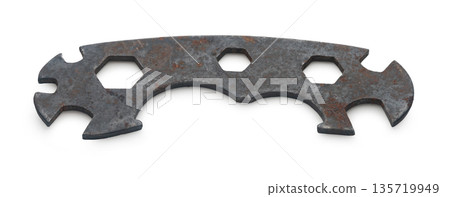 Bicycle lug wrench on white isolated Bicycle lug wrench on white isolated 135719949