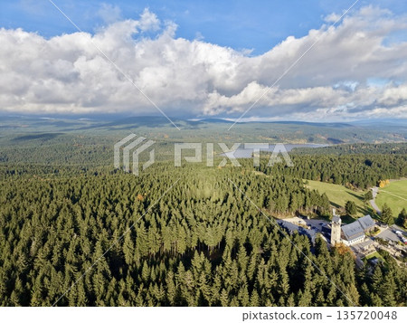 secluded rural estate captured from above, highangle view of countryside homestead surrounded by woods secluded rural estate captured from above, highangle view of countryside homestead surrounded by woods 135720048
