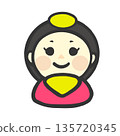 Cute illustration of a female doll for Hinamatsuri 135720345