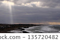 Winter coast of Japan - wide view of land, sea and sky 135720482