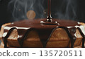 Chocolate Sauce Pouring Over Dessert Sweet Indulgence 4k ai 135720511