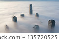 Futuristic City Skyline Above Clouds 4k ai 135720525