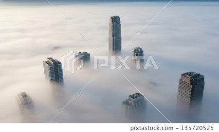 Futuristic City Skyline Above Clouds 4k ai 135720525
