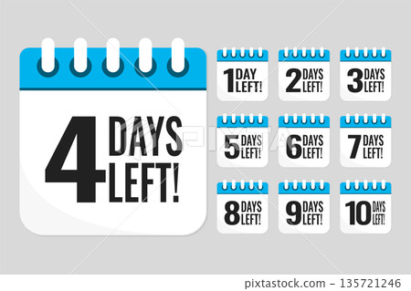 Countdown daily page calendar icon - 4 days left Countdown daily page calendar icon - 4 days left 135721246