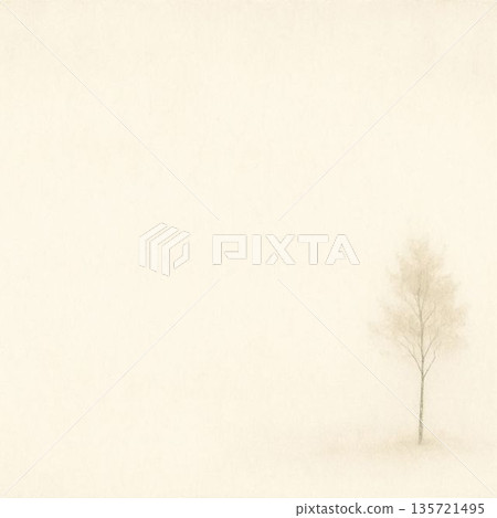 樹系列：日式背景，右邊是一棵細長的樹，中間是一大片空白區域。 135721495