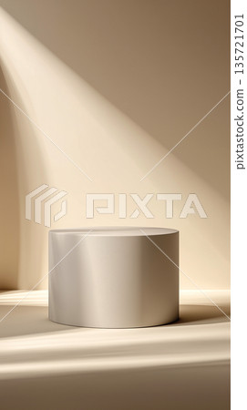 Minimal pedestal mockup background with neutral tones and soft shadows. Minimal pedestal mockup background with neutral tones and soft shadows. 135721701
