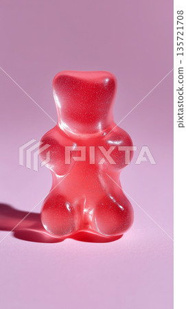 Close-up of gummy human figure highlighting smooth jelly texture and soft pastel lighting. Close-up of gummy human figure highlighting smooth jelly texture and soft pastel lighting. 135721708