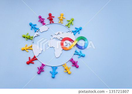 Autism awareness day. Global neurodiversity community including rainbow infinity symbol Autism awareness day. Global neurodiversity community including rainbow infinity symbol 135721807
