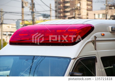 Red light on the front of an ambulance Red light on the front of an ambulance 135721818