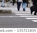 People crossing a pedestrian crossing 135721835