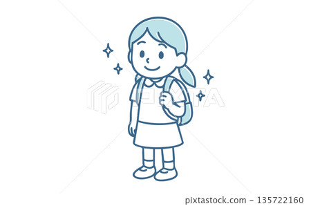 圖:一個微笑的女孩背著書包去上學(夏季服裝,小學生,兒童,教育,課外活動) 圖:一個微笑的女孩背著書包去上學(夏季服裝,小學生,兒童,教育,課外活動) 135722160