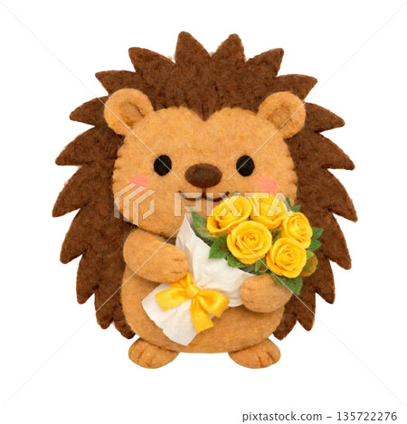 【父親節】豪豬手捧一束毛氈玫瑰花的插圖 【父親節】豪豬手捧一束毛氈玫瑰花的插圖 135722276