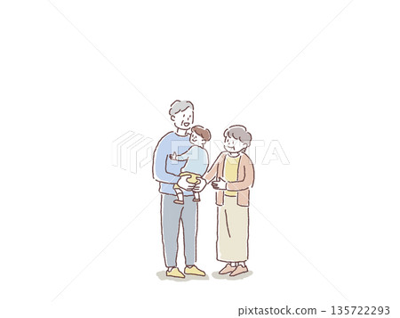 孫子，一對抱著小孩的老夫婦 135722293