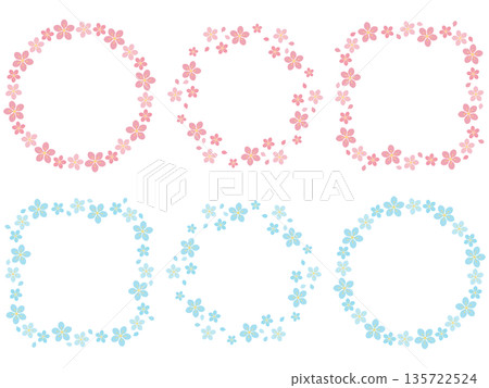 Cute cherry blossom frame set of 6 in pink and blue Cute cherry blossom frame set of 6 in pink and blue 135722524