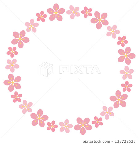 Cute cherry blossom circular frame pink 135722525