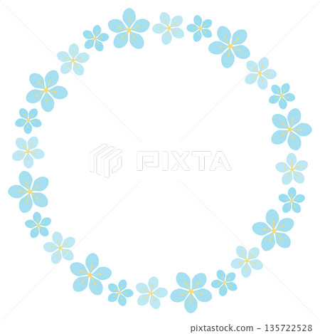 Cute cherry blossom circular frame in blue 135722528