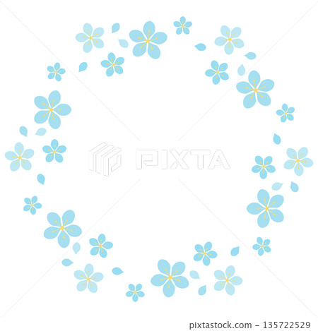 Cute cherry blossom hexagonal frame in blue 135722529