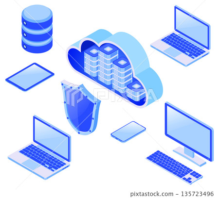 Cloud Computing Technology Isometric 135723496