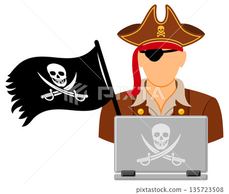 Piracy Concept with Pirate Icon 135723508