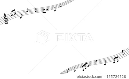 黑白音樂背景素材、樂譜與流動音符設計 135724528