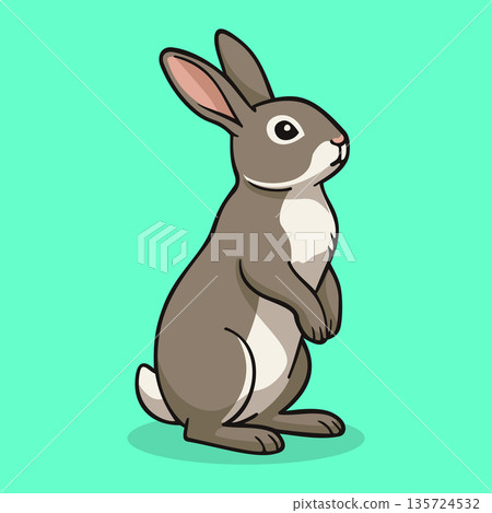 Standing Rabbit Illustration Character Vector Logo Template Standing Rabbit Illustration Character Vector Logo Template 135724532