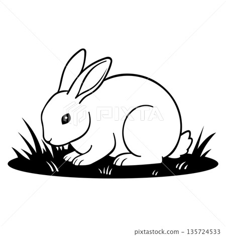 Line Rabbit on the Grass Illustration Character Vector Logo Template Line Rabbit on the Grass Illustration Character Vector Logo Template 135724533