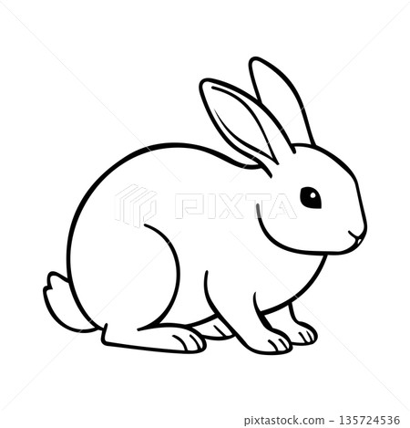 Line White Rabbit Illustration Character Vector Logo Template Line White Rabbit Illustration Character Vector Logo Template 135724536