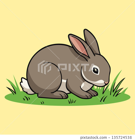 Rabbit on the Grass Illustration Character Vector Logo Template Rabbit on the Grass Illustration Character Vector Logo Template 135724538